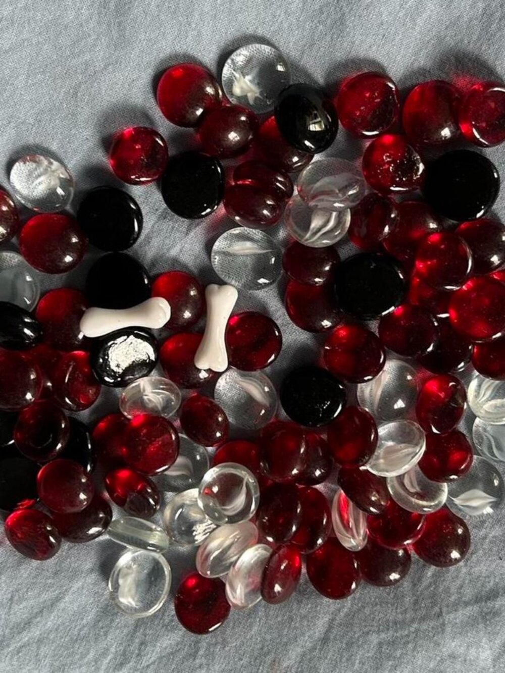 Red and black Glass Halloween Gemstone Beads